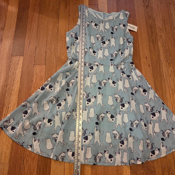 LA Soul Women's Sleeveless A-Line Dress Blue All Over Cute Cat Print Sz S, NWT! - Picture 10 of 12